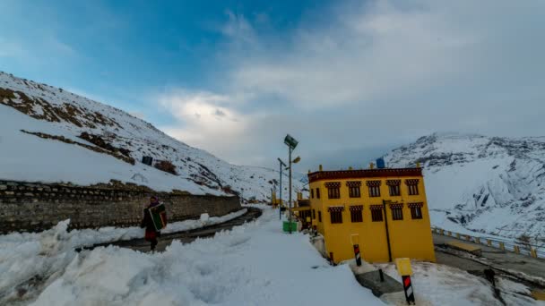 Monastery in Winter Spiti Timelapse — Stock Video