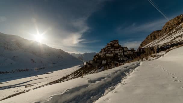 Sunset at Key monastery timelapse — Stock Video