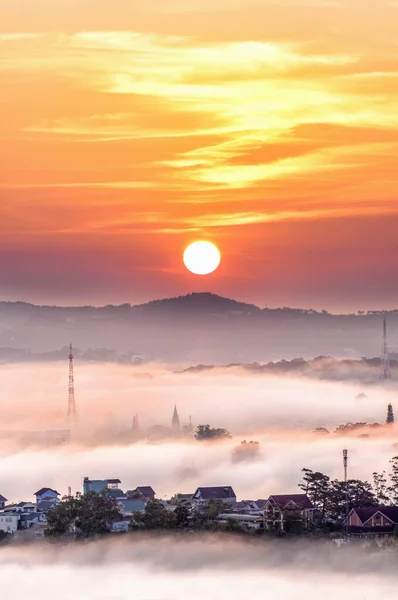 Paisaje Más Hermoso Del Amanecer Puesta Del Sol Las Nubes — Foto de Stock