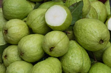 Pazarlama, iş ve yazdırma tropik, resim kullanmak için tasarım, reklam, yetiştirilen guava meyve ile arka plan