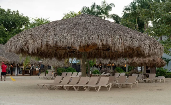 Dużych Hut Tropikalne Plaży — Zdjęcie stockowe