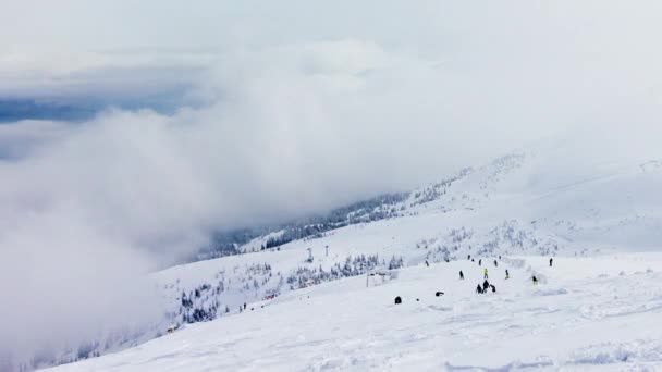 Snowy Mountains and Clouds Timelapse — Stock Video