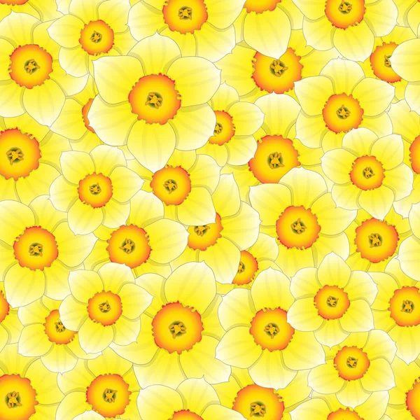 Yellow Daffodil Narcissus Seamless Background Dalam Bahasa Inggris Ilustrasi Vektor - Stok Vektor