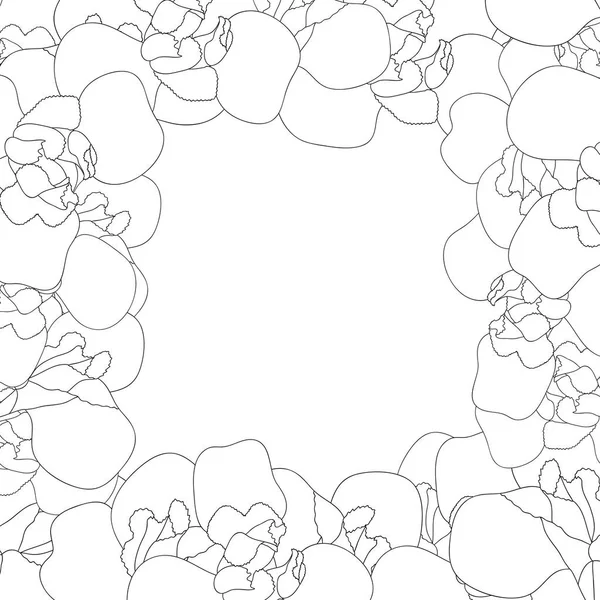 Iris Flower Outline Border on White Background. Vector Illustration.