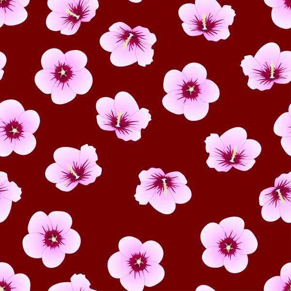芙蓉木槿 沙龙玫瑰在红色背景 矢量插图 — 图库矢量图片