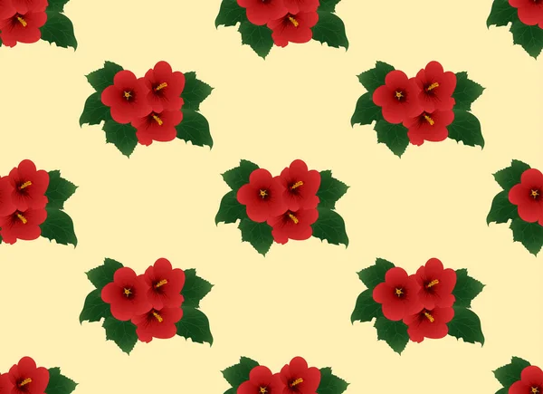 Roter Hibiscus Syriacus Rose Von Sharon Auf Elfenbeinbeigem Hintergrund Vektorillustration — Stockvektor