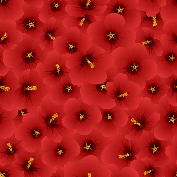 Röd Hibiskussyriacus Rose Sharon Sömlös Bakgrund Vektorillustration — Stock vektor