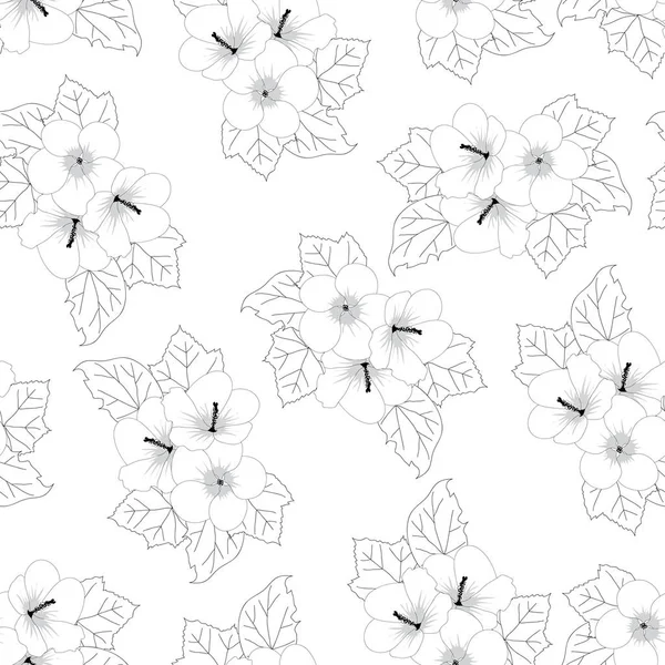 ムクゲの花概要 ムクゲ シームレスな背景 ベクトル図 — ストックベクタ