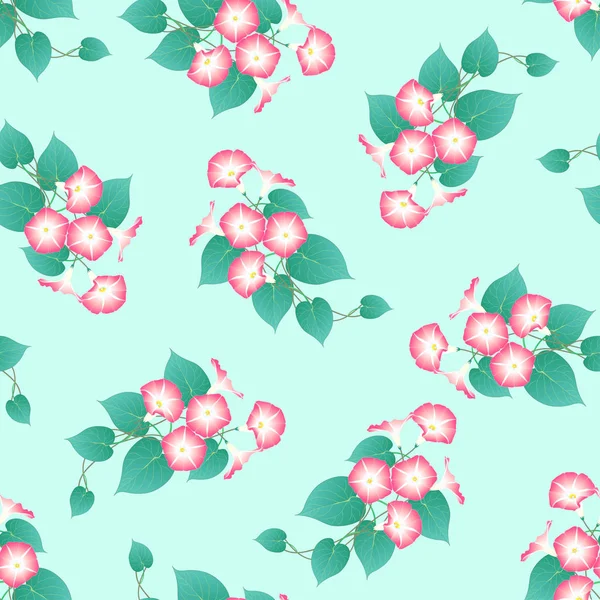 Gloire Matin Rose Sur Fond Menthe Verte Illustration Vectorielle — Image vectorielle