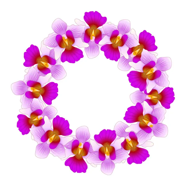 Purple Vanda Miss Joaquim Orchid Wreath Flor Nacional Singapur Ilustración — Archivo Imágenes Vectoriales