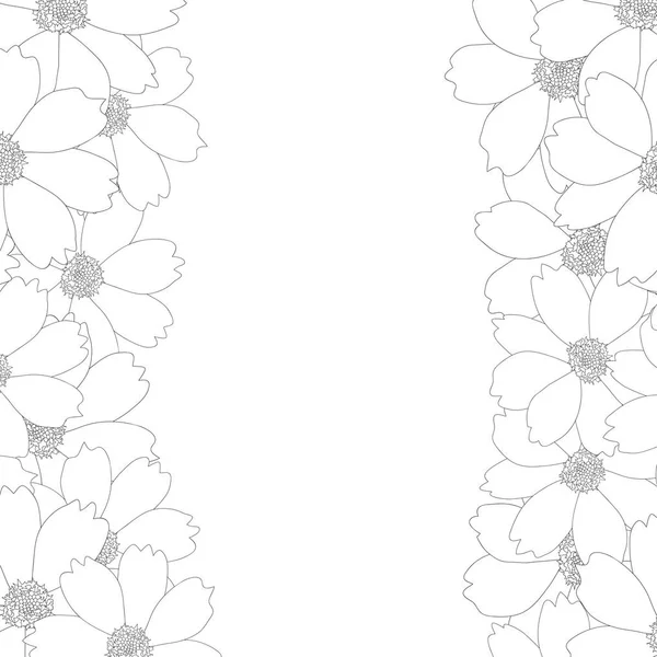 Kosmos Blumenumrandung Vektorillustration — Stockvektor