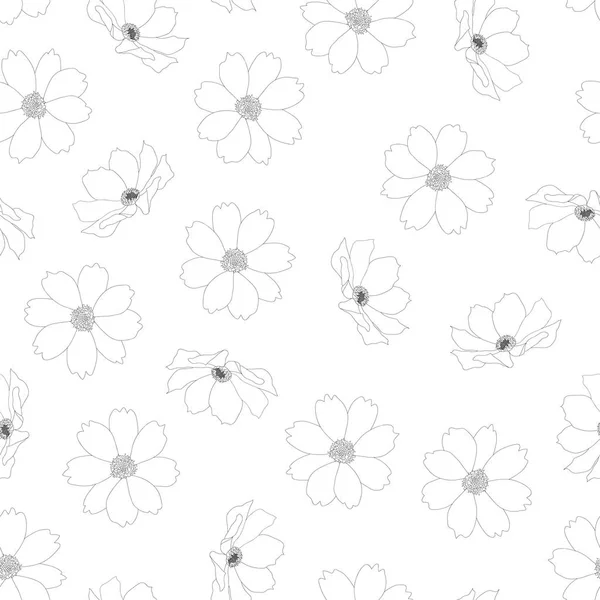 Kosmos Flower Osnovy Bezešvé Pozadí Vektorové Ilustrace — Stockový vektor