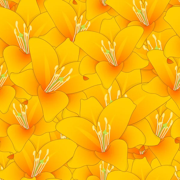 Lilium Candidum Lirio Madonna Orange Lily Seamless Background Ilustración Vectorial — Vector de stock