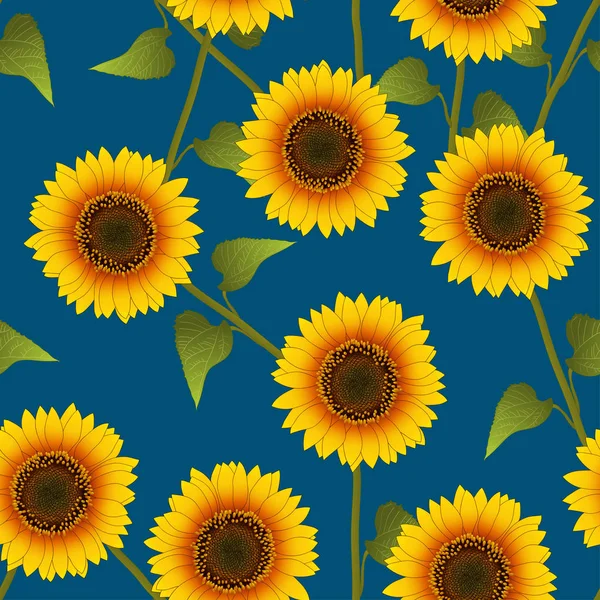 Girasole Giallo Arancio Sfondo Blu Indaco Illustrazione Vettoriale — Vettoriale Stock