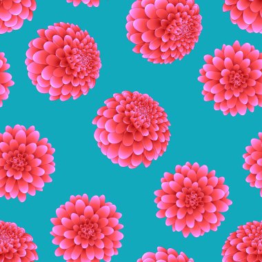 Mavi arka plan üzerinde pembe Dahlia. Meksika'nın ulusal çiçeği. Vektör çizim.