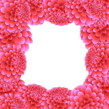 Pembe Dahlia sınır. Meksika'nın ulusal çiçeği. Vektör çizim.