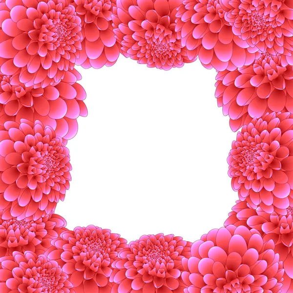 Pembe Dahlia sınır. Meksika'nın ulusal çiçeği. Vektör çizim.