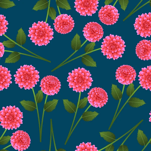 Çivit mavi zemin üzerine pembe Dahlia. Meksika'nın ulusal çiçeği. Vektör çizim.