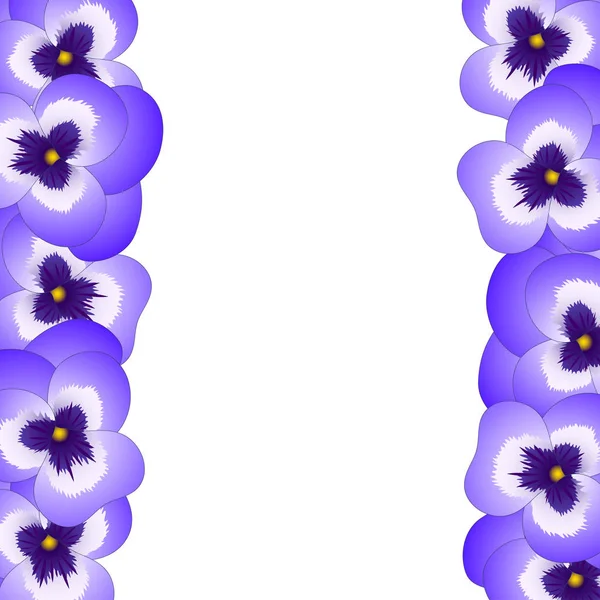 Violet Viola Trädgård Pensé Blomma Gränsen Vektorillustration — Stock vektor