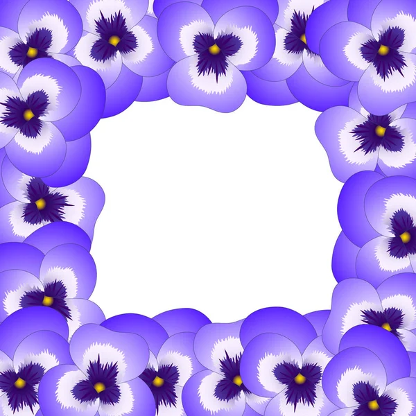 Violet Viola Trädgård Pensé Blomma Gränsen Vektorillustration — Stock vektor