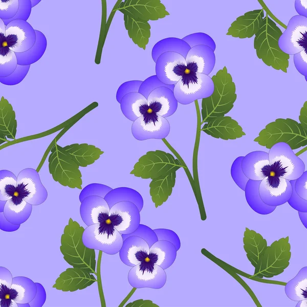 Violeta Viola Garden Pansy Flower Sobre Fondo Púrpura Claro Ilustración — Archivo Imágenes Vectoriales