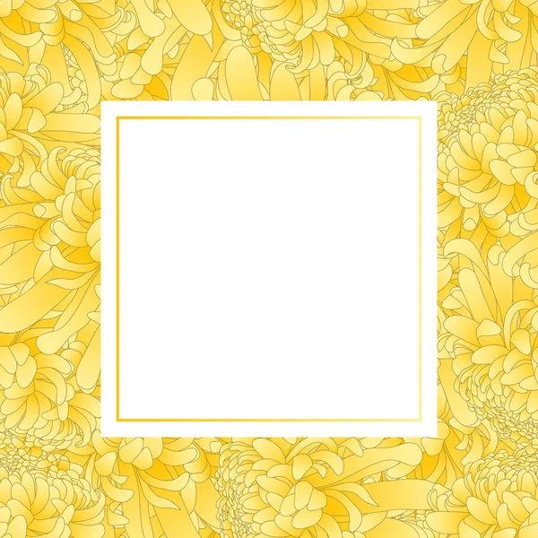 Chrysanthème Jaune Kiku Japanese Flower Banner Card Border Illustration Vectorielle — Image vectorielle