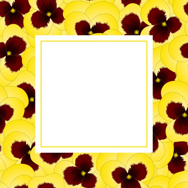 Желтая Виола Сад Панси Цветочная Карточка Бордер Векторная Миграция — стоковый вектор