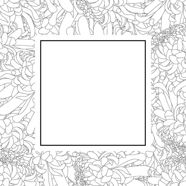 Chrysanthème Contour Kiku Japonais Fleur Bannière Carte Frontière Illustration Vectorielle — Image vectorielle