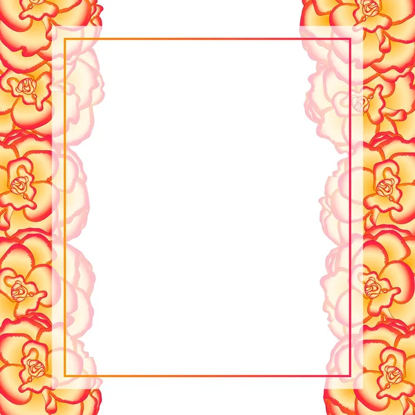 Fleur Bégonia Picotee Sunburst Banner Card Border Illustration Vectorielle — Image vectorielle