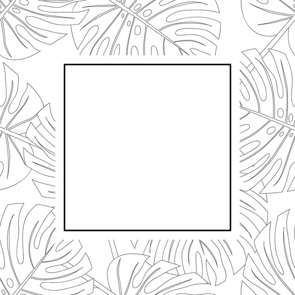 Philodendron Monstera Liść Konspektu Transparent Wektor Card Ilustracja — Wektor stockowy