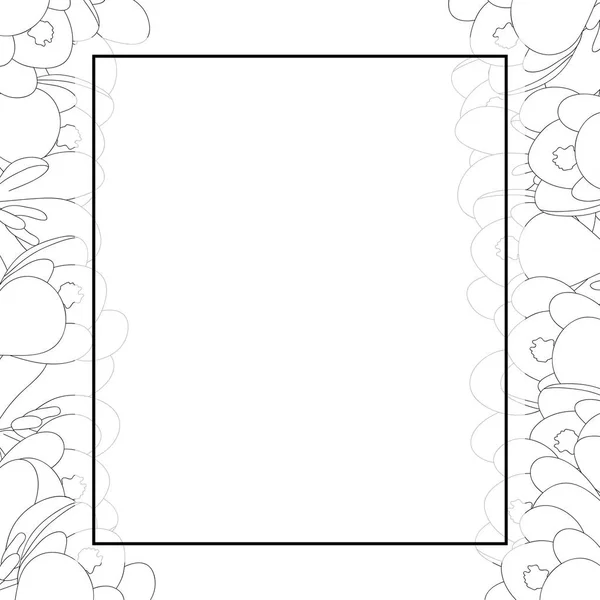 白いクロッカスの花外枠バナー カード ベクトル図 — ストックベクタ