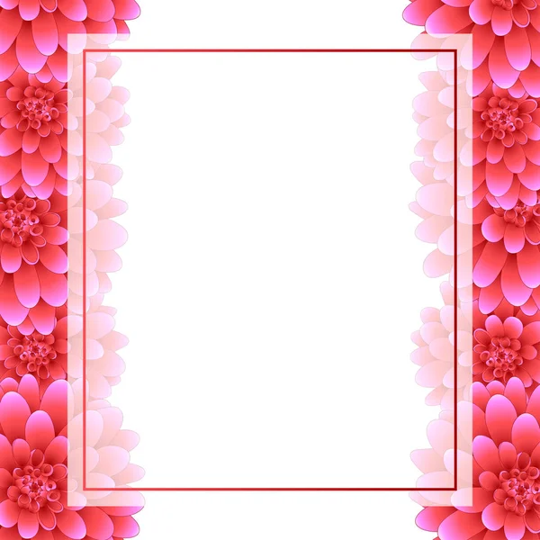 Pink Dahlia Banner Card Border Mexico National Flower Vector Illustration — Stock Vector