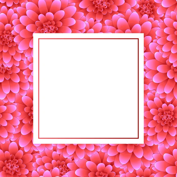 Pink Dahlia Banner Card Border Flor Nacional México Ilustración Vectorial — Vector de stock