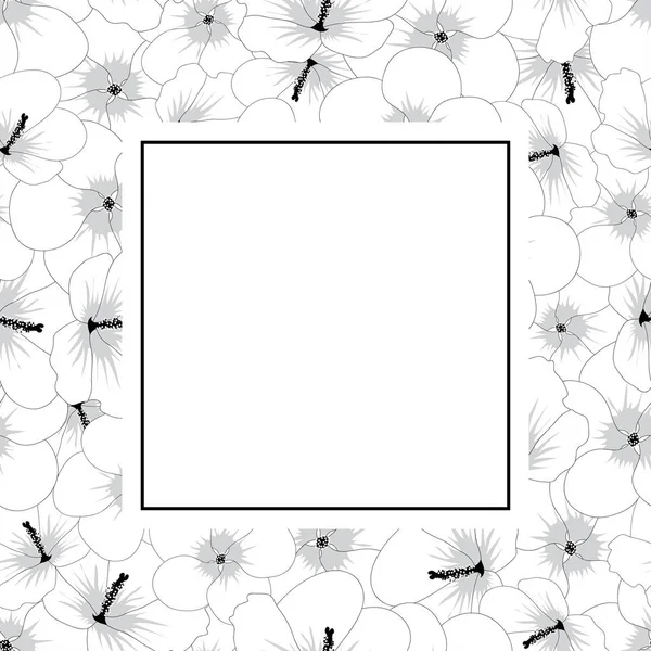 ムクゲの花概要 ムクゲ バナー枠 ベクトル図 — ストックベクタ