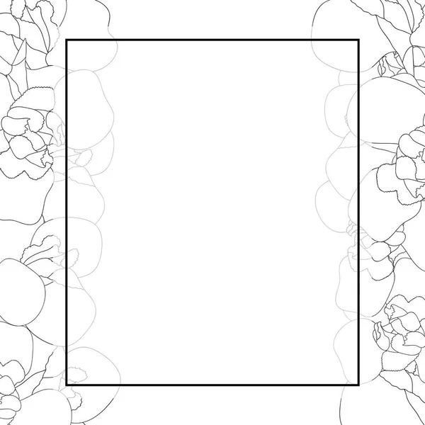 Iris Flower Outline Banner Card Border White Background Vector Illustration — Stock Vector