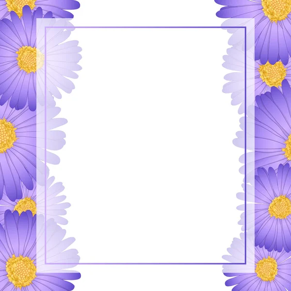Purple Aster Daisy Flower Banner Card Vector Illustration — Stock Vector