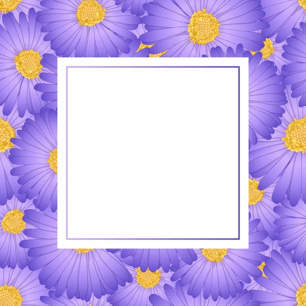 Purple Aster Daisy Flower Banner Card Ilustração Vetorial —  Vetores de Stock