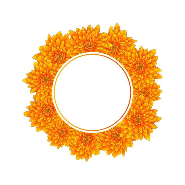 Corona Decorativa Crisantemo Amarillo Aislada Sobre Fondo Blanco Ilustración Vectorial — Vector de stock