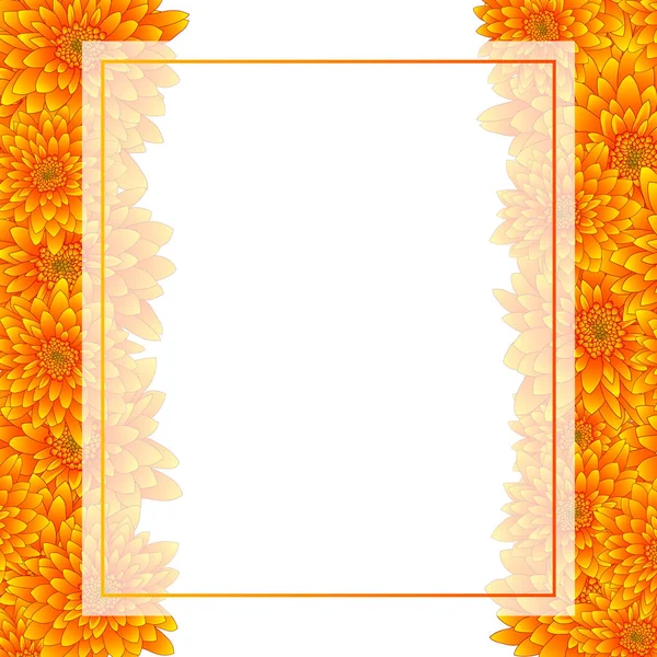 Gele Chrysant Banner Kaart Rand Geïsoleerd Een Witte Achtergrond Vectorillustratie — Stockvector