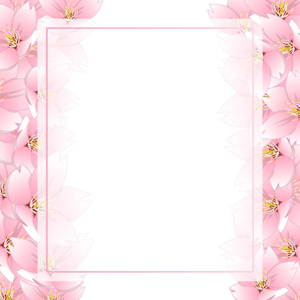 Prunus Serrulata Fleur Cerisier Sakura Banner Card Illustration Vectorielle — Image vectorielle