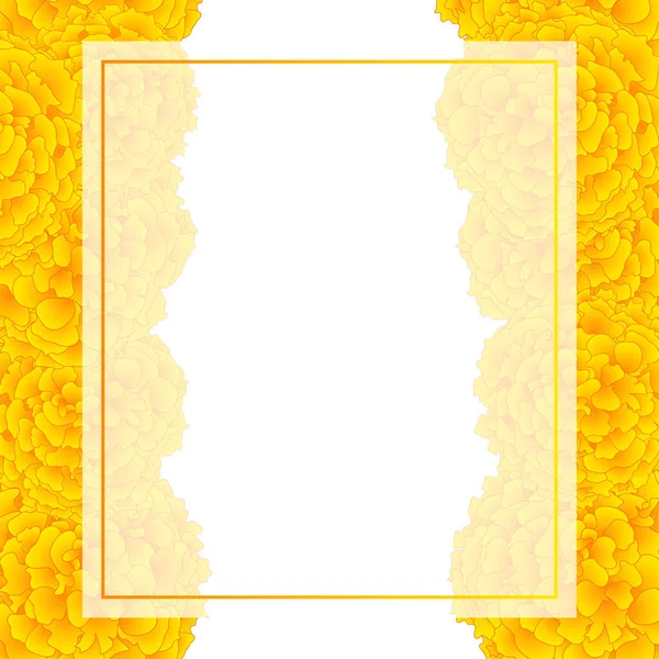 Amarillo Marigold Banner Card Border Aislado Sobre Fondo Blanco Ilustración — Vector de stock