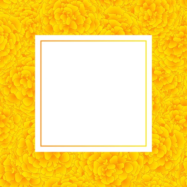 Amarillo Marigold Banner Card Border Aislado Sobre Fondo Blanco Ilustración — Vector de stock