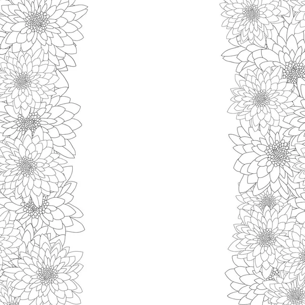 Chrysanthemen Umrandung Isoliert Auf Weißem Hintergrund Vektorillustration — Stockvektor