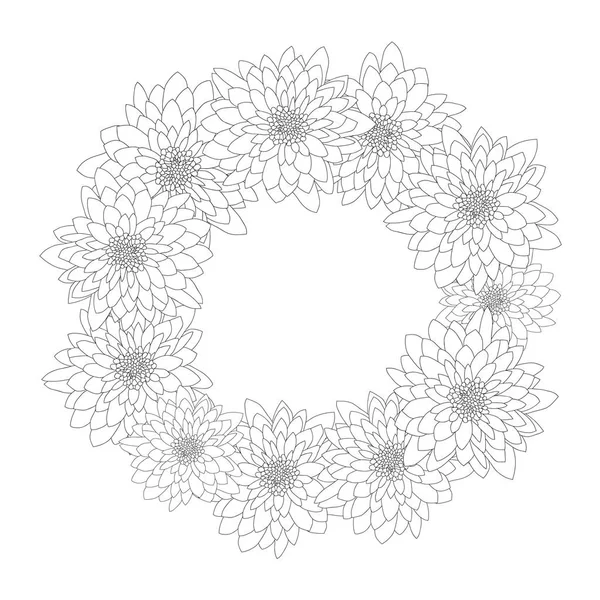 菊概要花輪は 白い背景で隔離 ベクトル図 — ストックベクタ