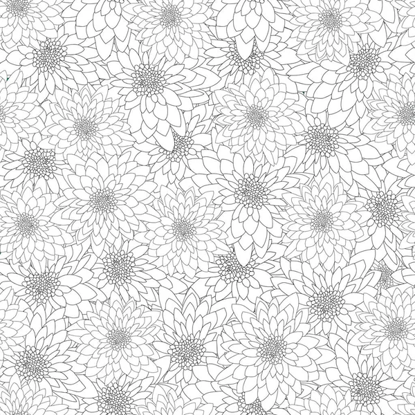 Chrysanthemum Outline Sfondo Senza Cuciture Illustrazione Vettoriale — Vettoriale Stock