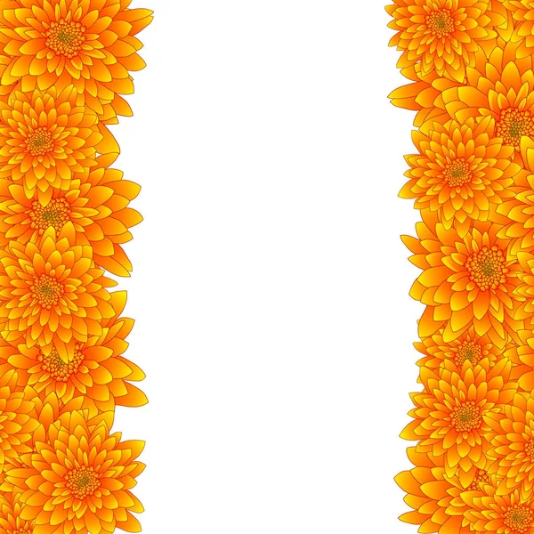 Frontera Crisantemo Amarillo Aislada Sobre Fondo Blanco Ilustración Vectorial — Vector de stock