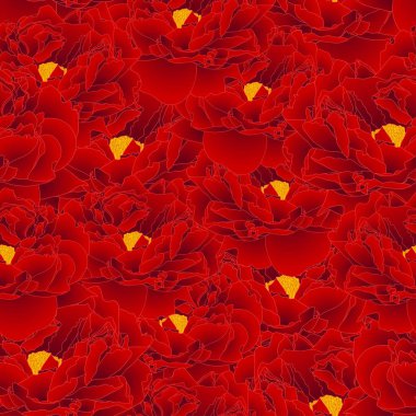 Kırmızı şakayık sorunsuz arka plan. Vektör çizim.