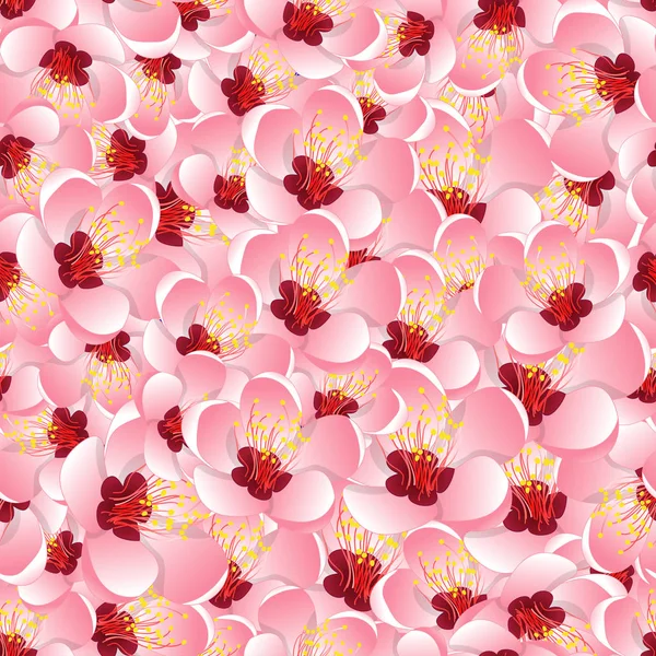 Momo Peach Flower Blossom Naadloze Achtergrond Vectorillustratie — Stockvector