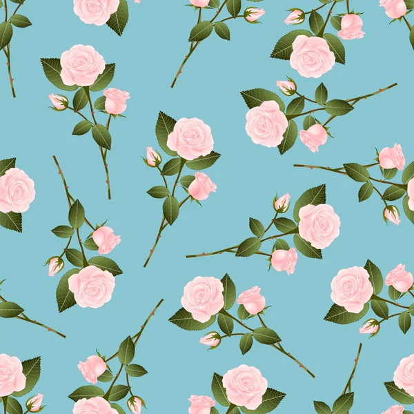 Rosa Rosenstrauß Auf Blauem Hintergrund Vektorillustration — Stockvektor