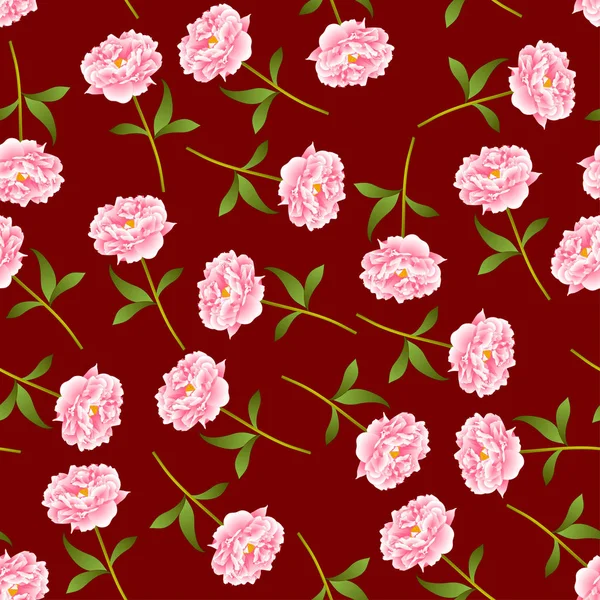 Rosa Peony Seamless Fundo Vermelho Ilustração Vetorial — Vetor de Stock